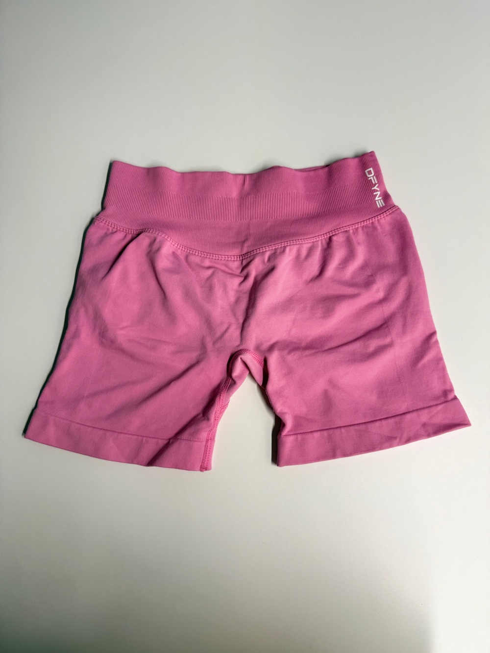 DFYNE Pink High-Rise Bike Shorts with Supportive Waistband